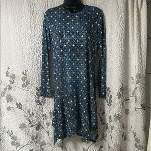 Michael Kors Blue Patterned Long Sleeve Dress. Size S